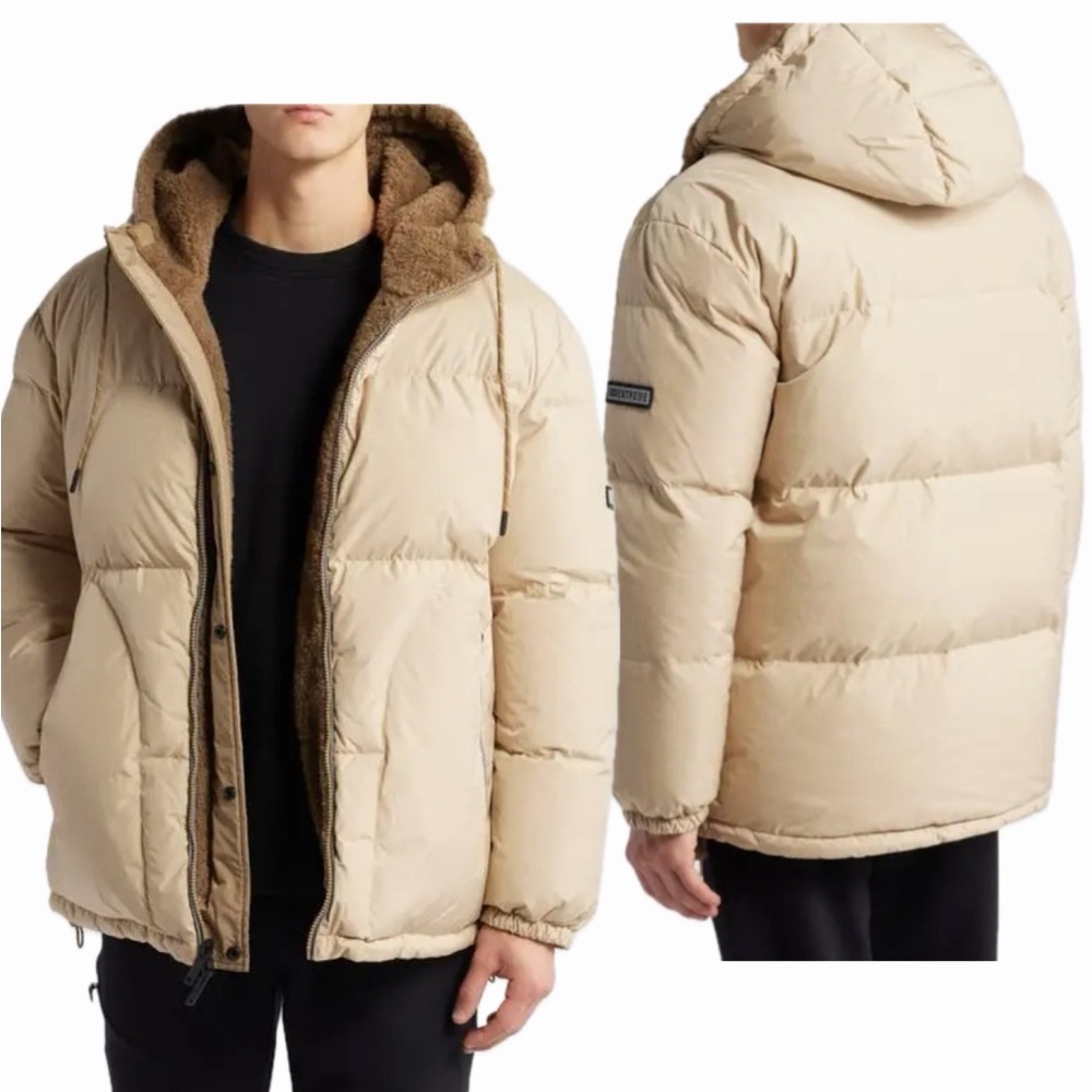 NWT UGG Men's Shasta 700-Fill Down Puffer Jacket Reversible‎ Hooded Shearling